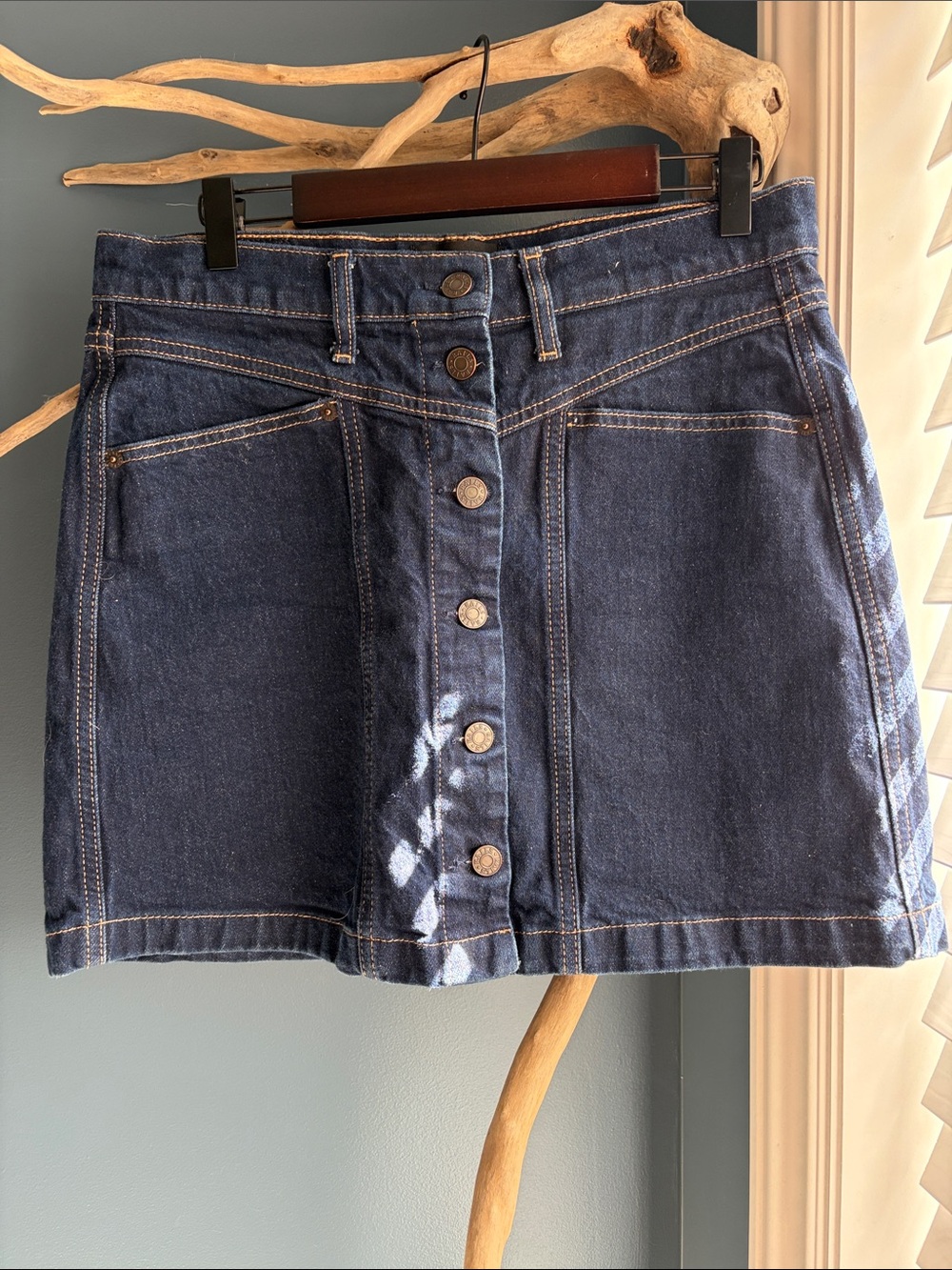 Rails Dark Blue Denim Button-Front Mini Skirt